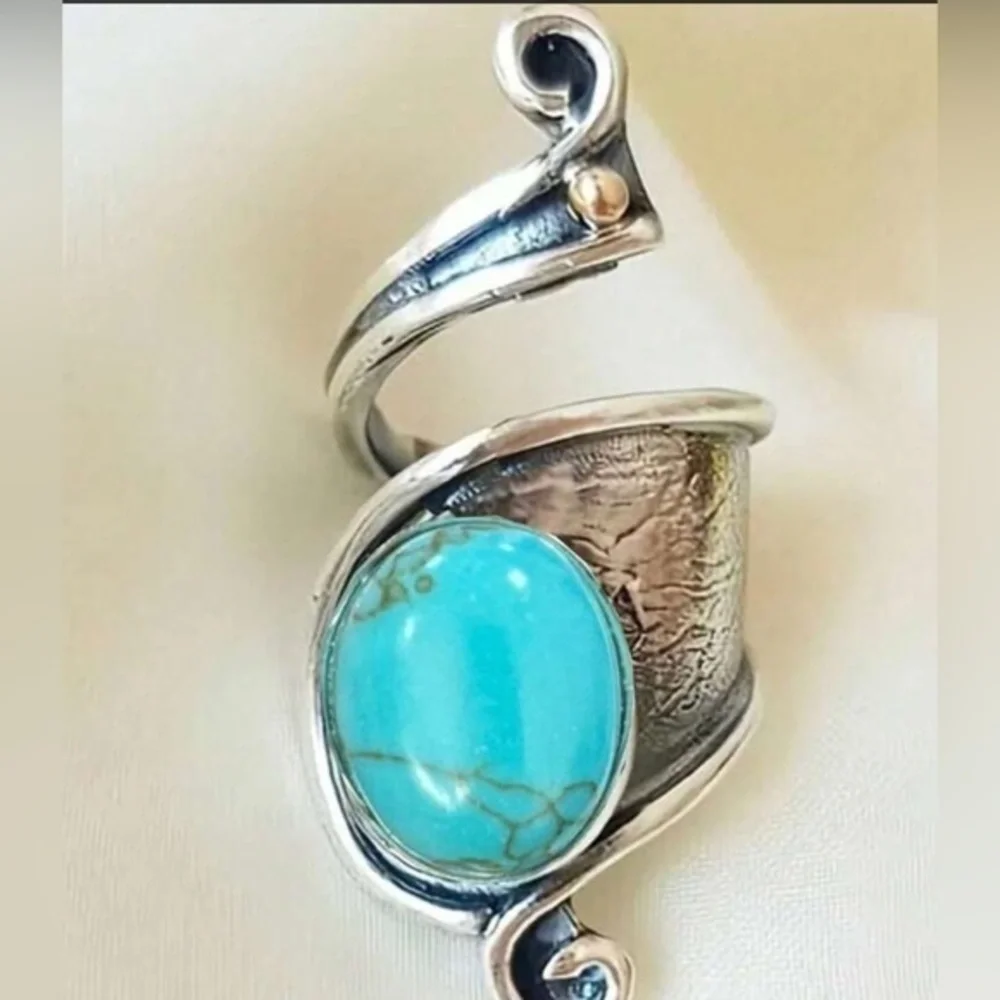 ✨NEW Silver and Turquoise Adjustable Statement Bohemian Ring